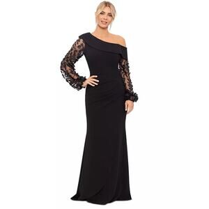 Xscape Black One-Shoulder Gown